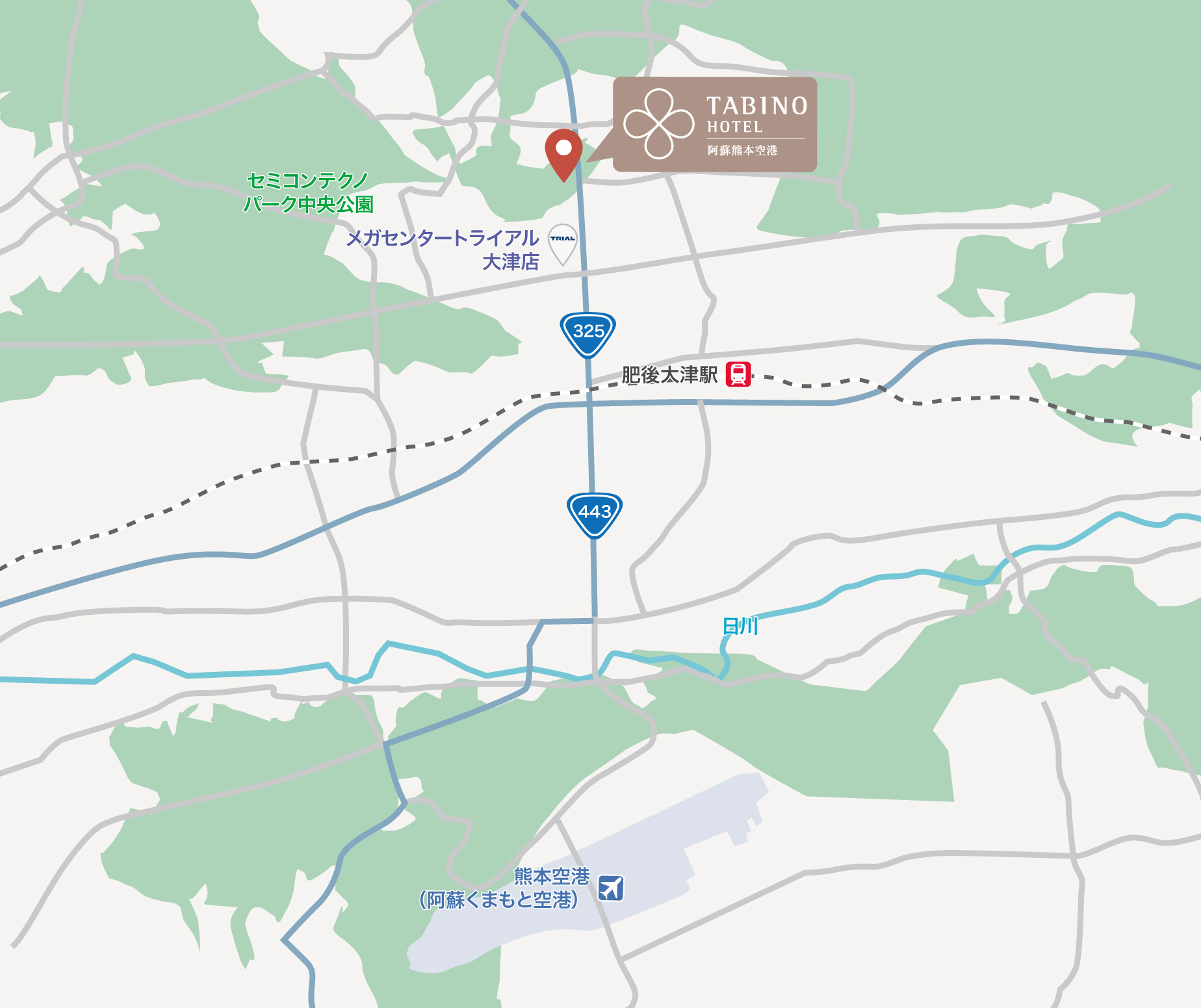 たびのホテル阿蘇熊本空港　地図